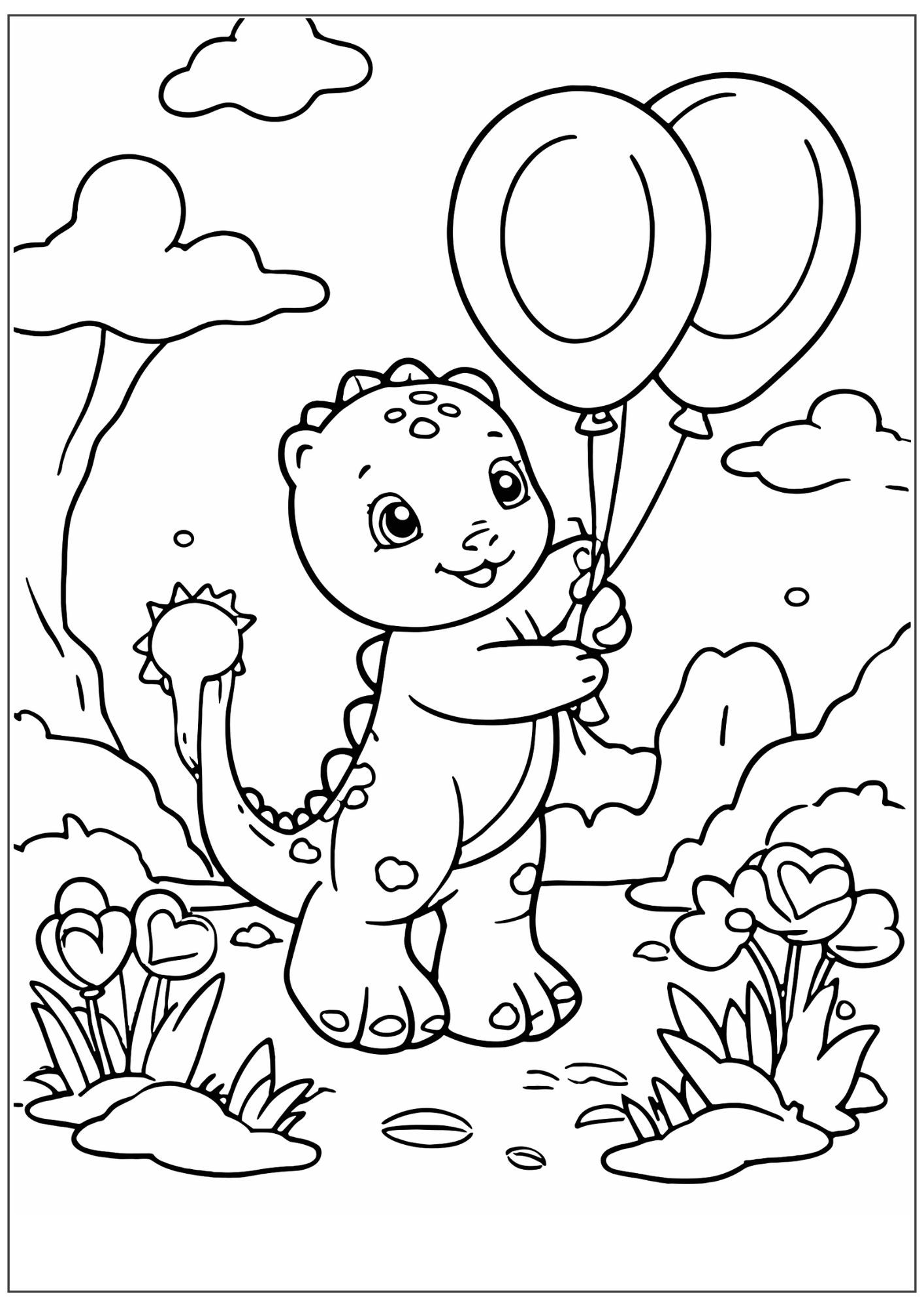 baby dinosaurier mit luftballons